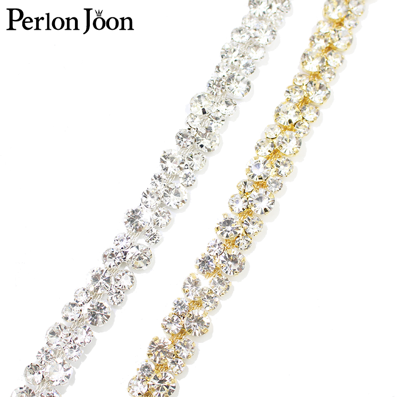 Perlon Strap Woven - ประกายเพชรคริสตัล Rhinestone Trim สายคล้อง DIY เจ้าสาวเข็มขัดแต่งงานรองเท้าอุปกรณ์ตกแต่ง