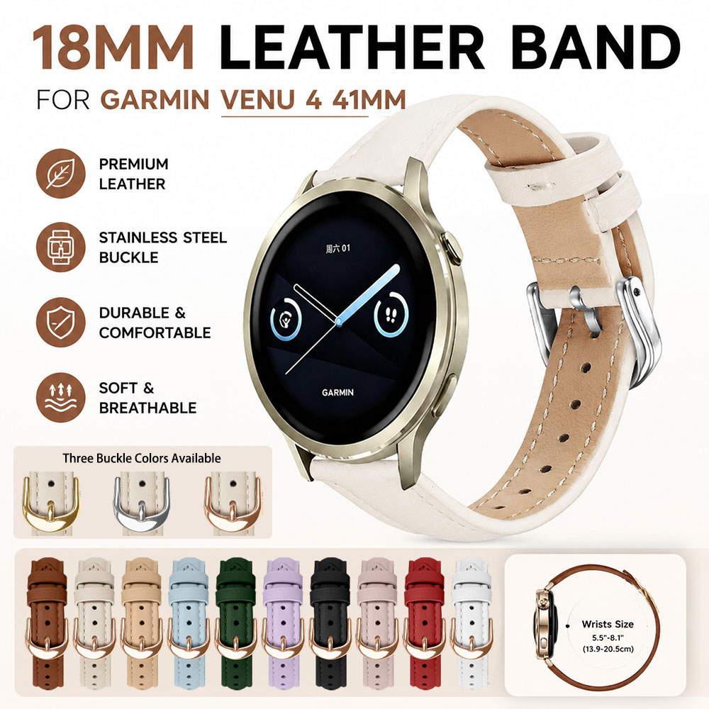Leather Strap Quick Release - สายหนังแบบปลดเร็วขนาด 18 มม. สำหรับการ์มิน วีนู 4