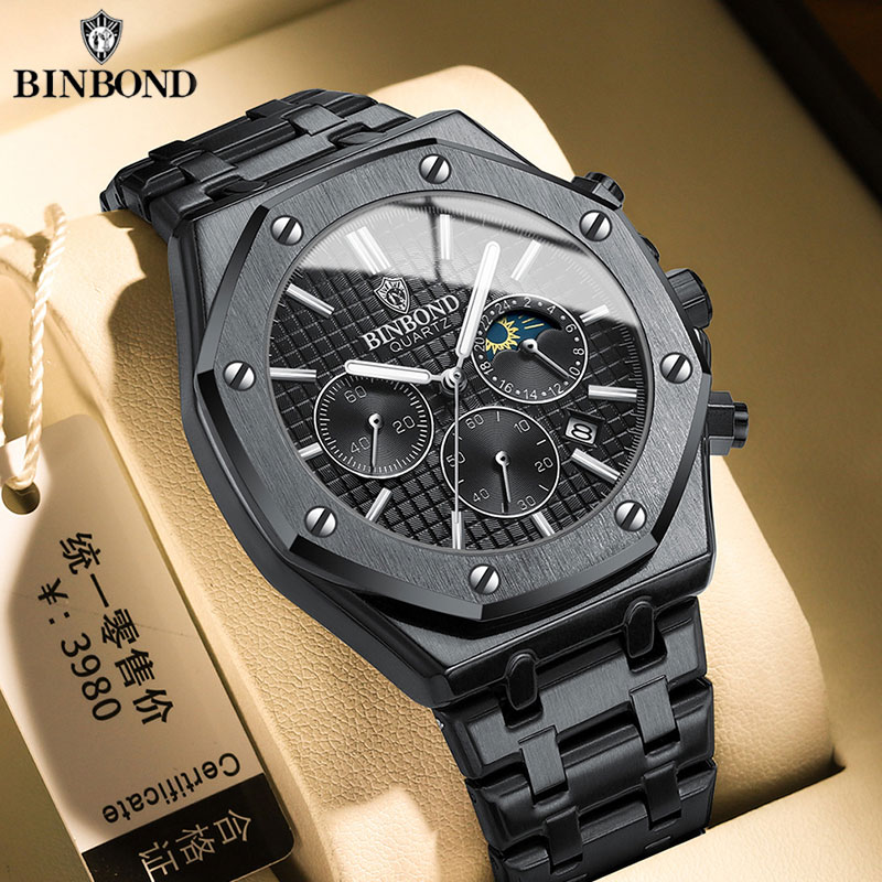 Patek Philippe Watch Nautilus - BINBOND คุณภาพนาฬิกาผู้ชายหรูหรา Man นาฬิกาข้อมือควอตซ์กันน้ําวันที่สแตนเลสนาฬิกาผู้ชายนาฬิกาลําลอง