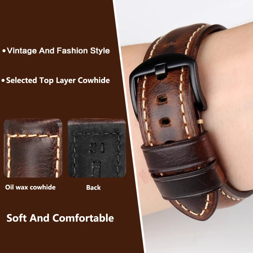 สายหนังแท้คุณภาพสูงสำหรับนาฬิก - Leather Strap Quick Release บทวิจารณ์และราคา